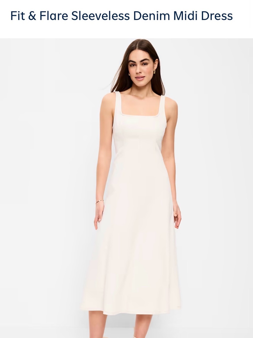 Old Navy Sleeveless Fit & Flare Midi Dress in Cream